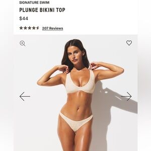 SKIMS Signature Swim Plunge Bikini Top in Cream